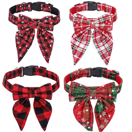 7 Different Christmas Bow Dog Collars