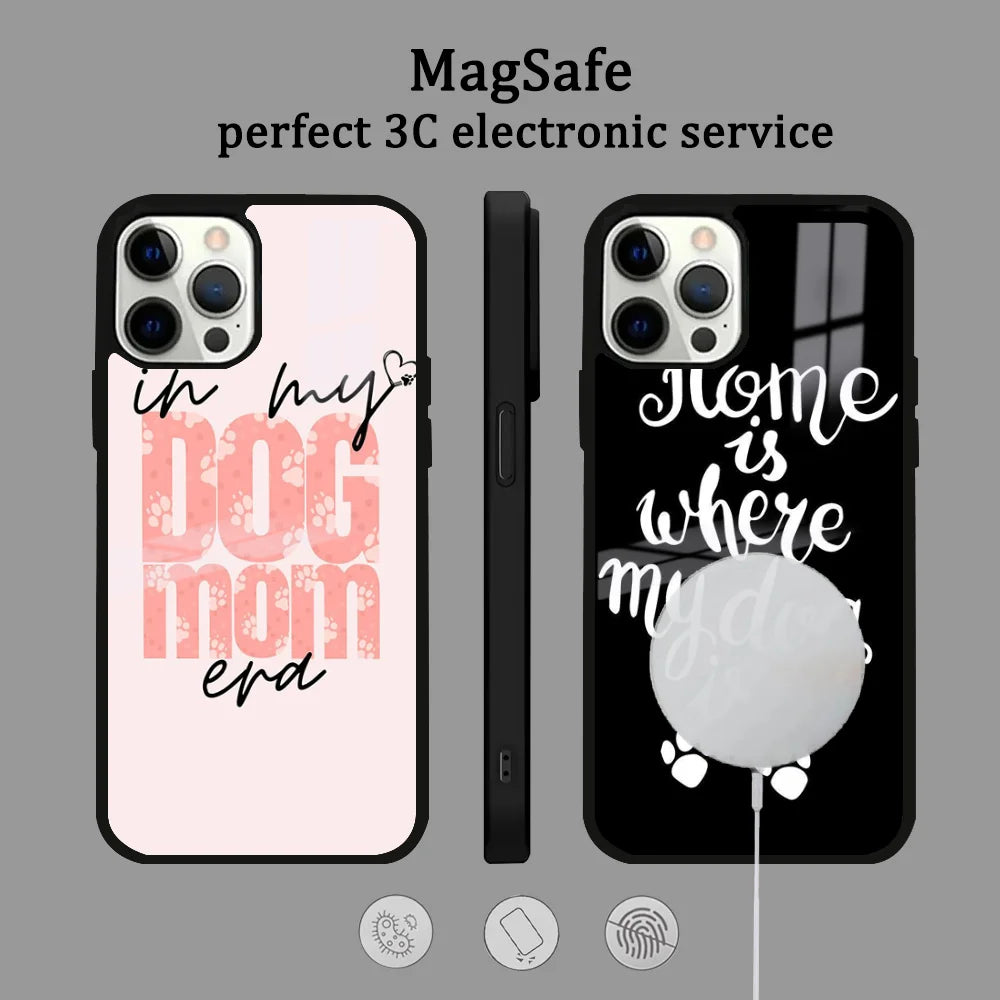 Dog Mom IPhone Case With Mini Magsafe Mirror Wireless Magnetic Cover