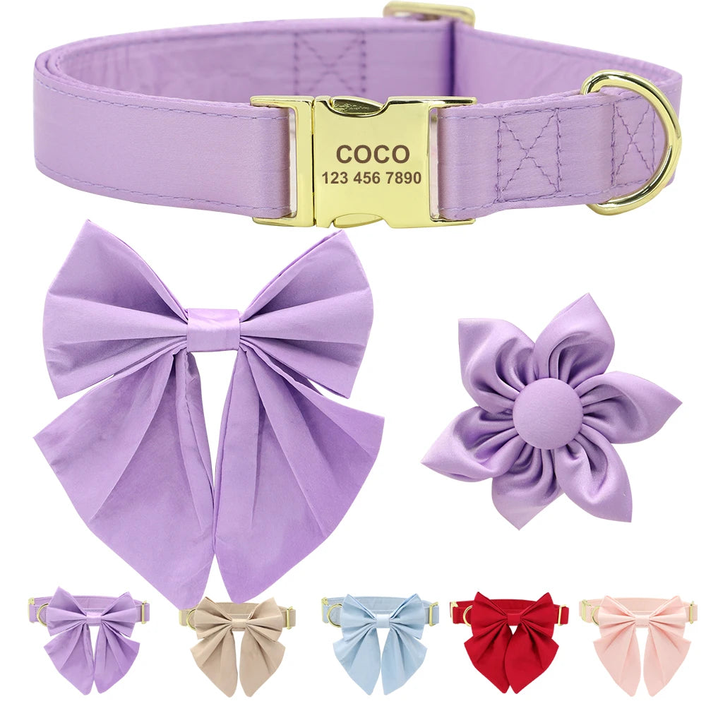 Pawsonalized Dog ID Collar With Bow 5 colors