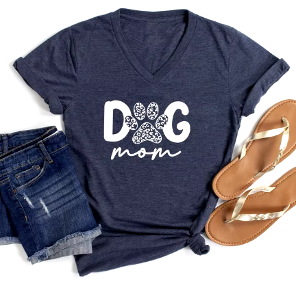 Dog Mom Paw Print T-Shirts